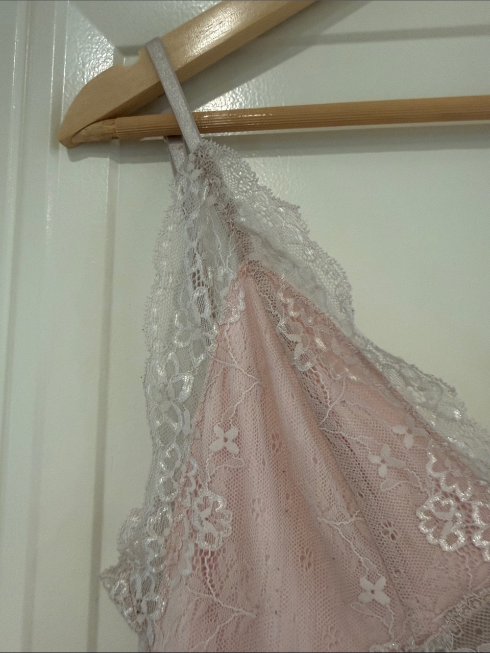 Women's Pink with Grey Lace Trim Nightgown Slip - Picture 3 of 5